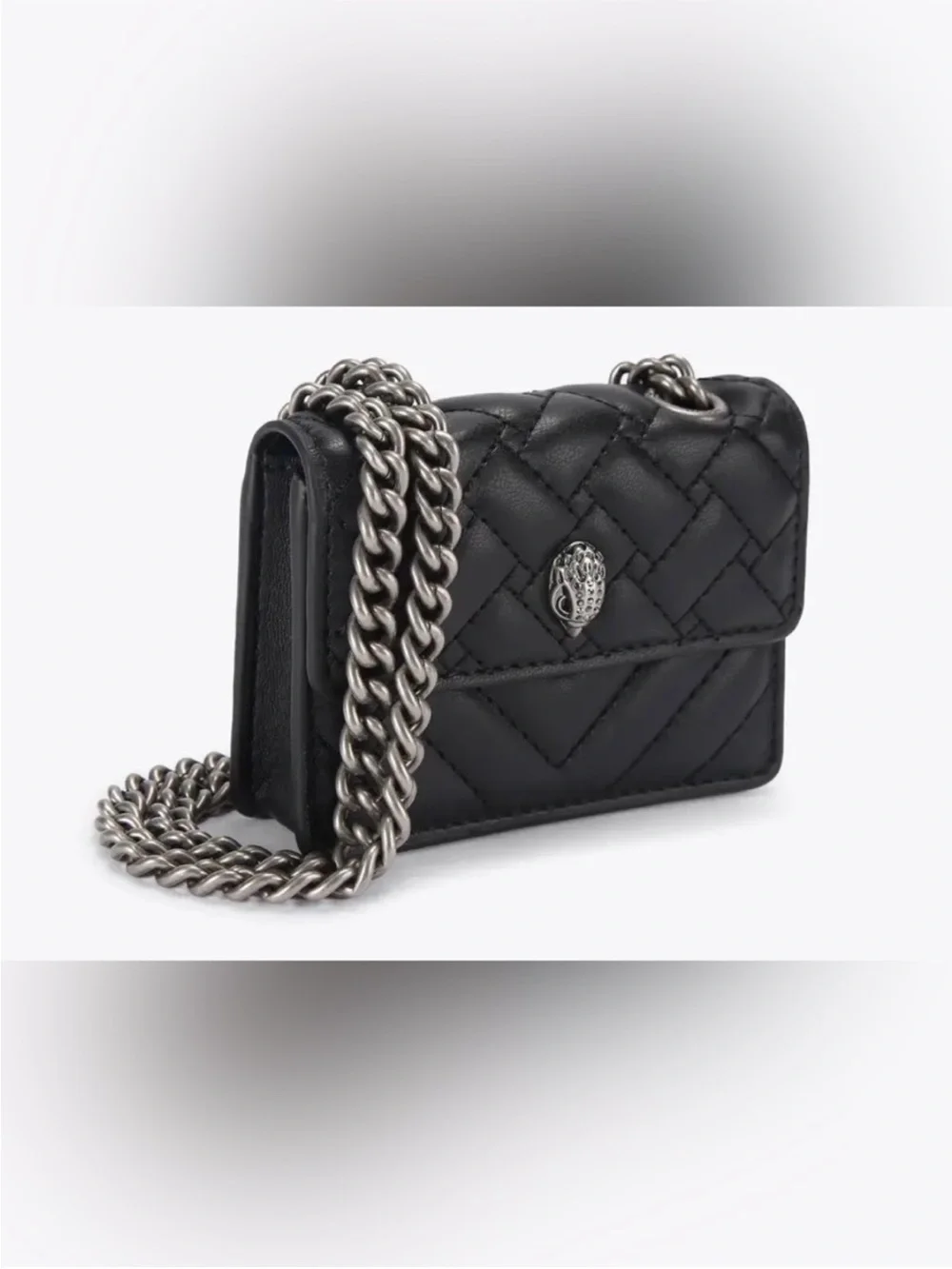 Kurt Geiger Black Quilted Crossbody with Silver Chain
